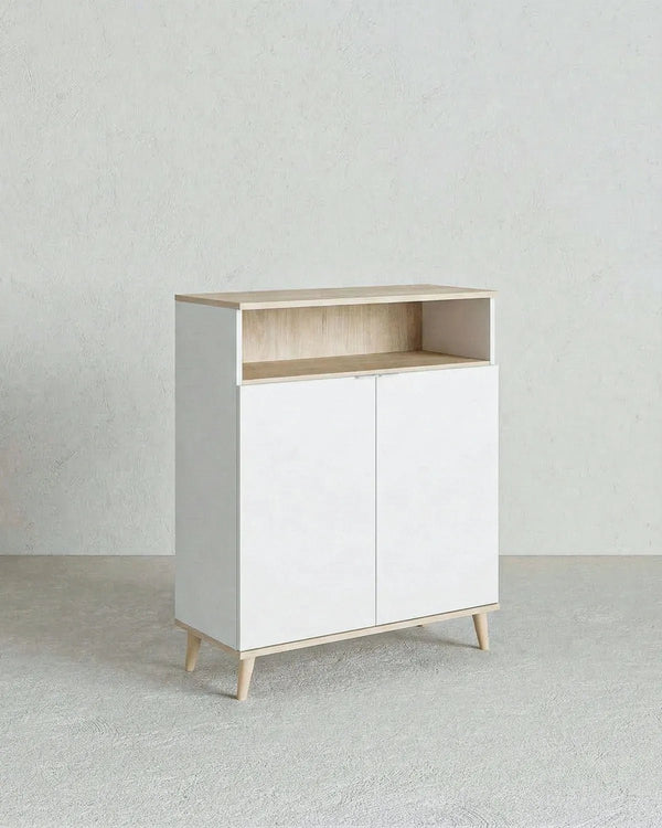 Mobile KIRO – Mobiletto Complementare 2 Ante con Vano a Giorno Bianco Olmo - doomostore