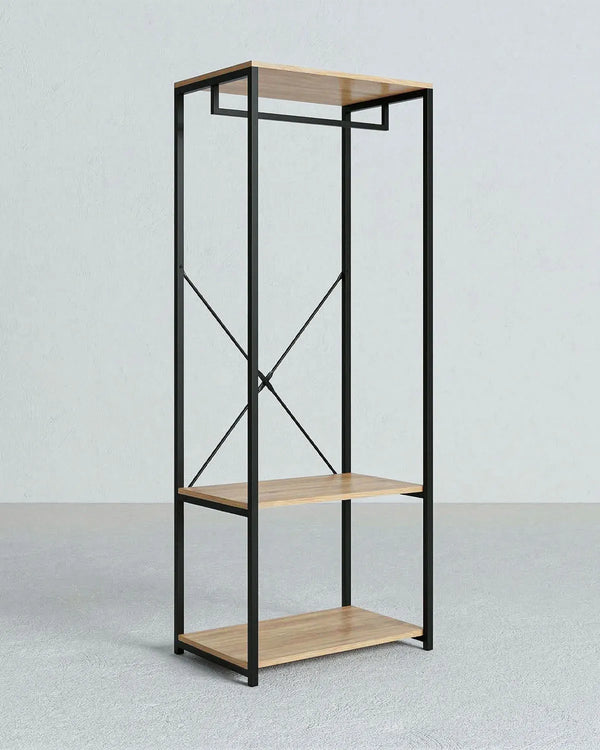 Armadio a Giorno TROK – Appendiabiti con Ripiani – Struttura in Metallo Nero