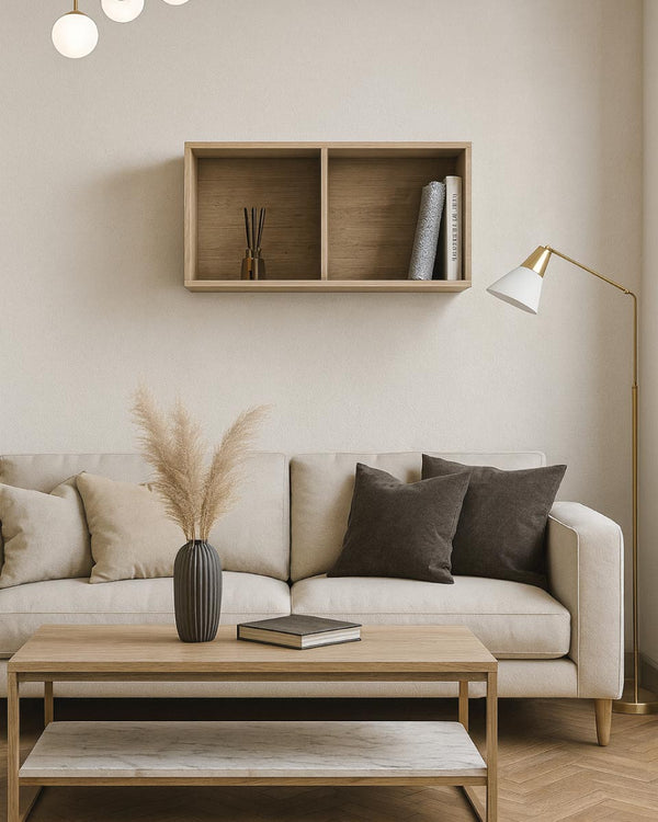 Libreria a muro Kuadra - Scaffale pensile 2 vani in truciolato - 5 varianti colore - Design moderno - doomostore