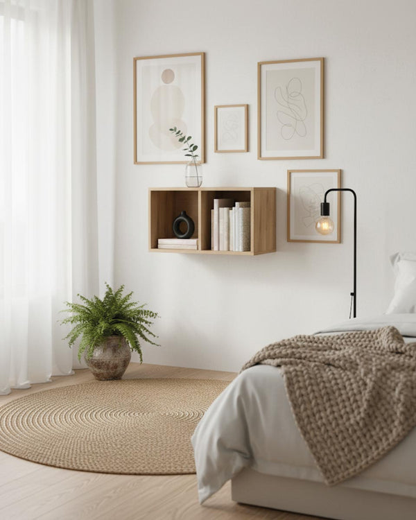 Libreria a muro Korema - Scaffale pensile 2 vani in truciolato - 7 varianti colore - Design moderno - doomostore