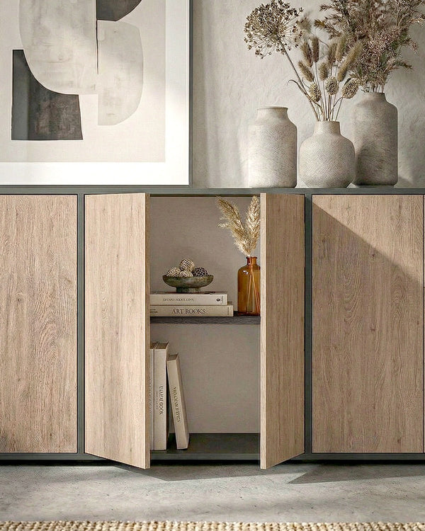Madia SILVÉN - 6 ante - L.203,1cm x H.85,2cm x P.41cm - Antracite/Virginia - doomostore