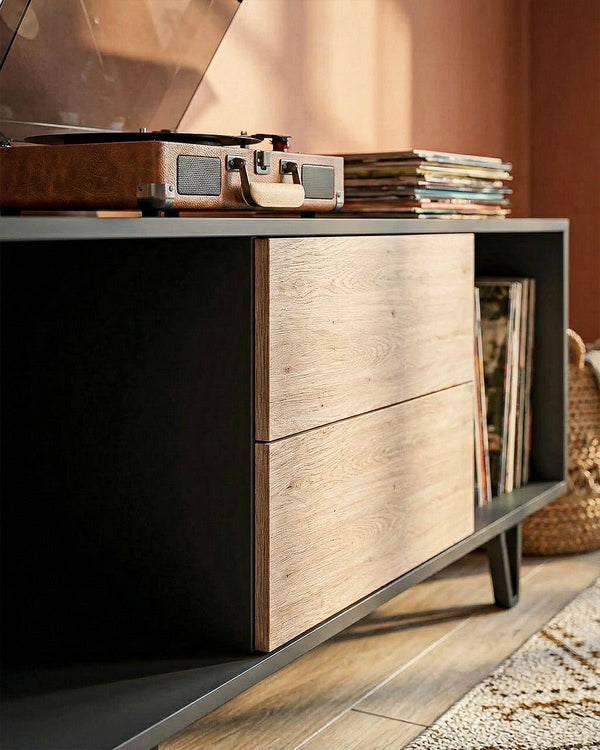 Madia SANDER - 2 cassetti - L.136,3cm x H.59cm x P.41cm - Antracite/Virginia - doomostore