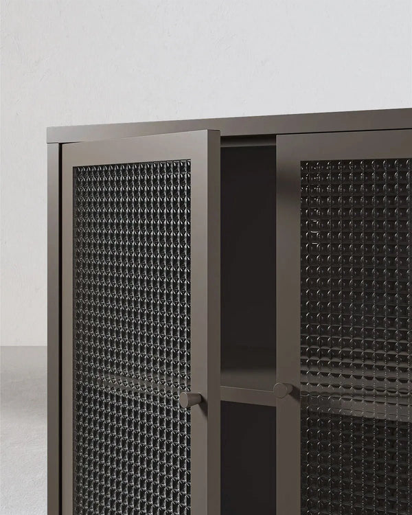 Credenza Quadra SEQUENCE - Antracite - Madia Moderna in metallo verniciato e vetro - doomostore