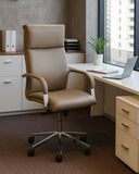 Poltrona Lexus - Sedia ufficio soft - Schienale alto - Braccioli in acciaio cromato - Rivestimento ecopelle - Base girevole con ruote antishock - Altezza regolabile - doomostore