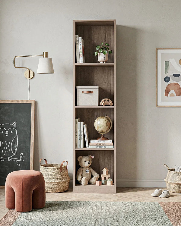 Libreria Savora 4 ripiani - Scaffale verticale in truciolato melaminico - 7 varianti colore - Anti - ribaltamento - doomostore