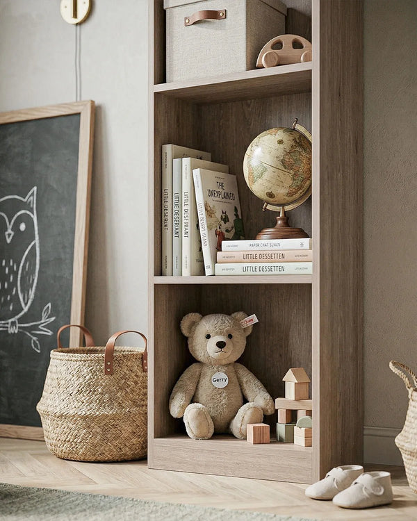 Libreria Savora 4 ripiani - Scaffale verticale in truciolato melaminico - 7 varianti colore - Anti - ribaltamento - doomostore