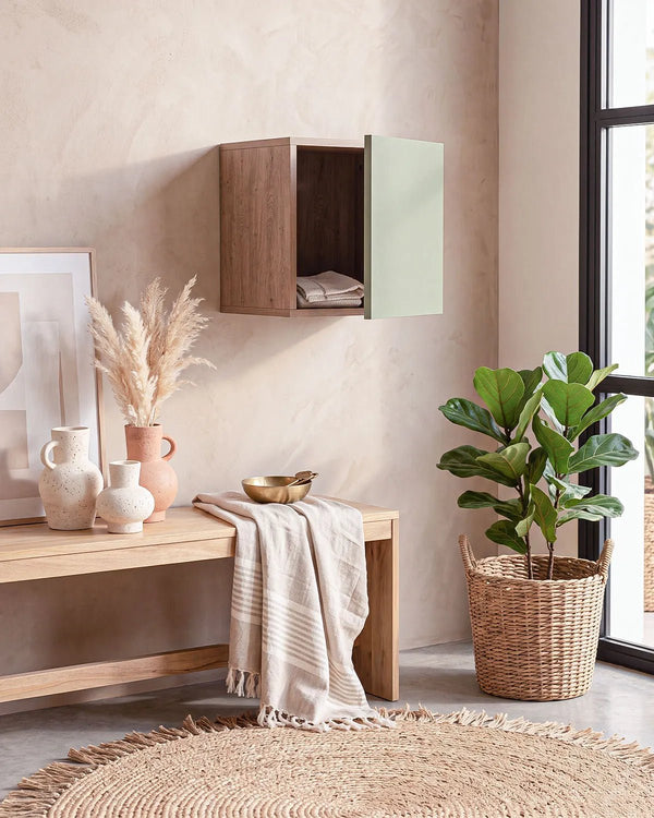 Pensile a muro Boxy - Libreria a muro con anta in truciolato - 5 varianti colori anta - Design moderno e salvaspazio - doomostore