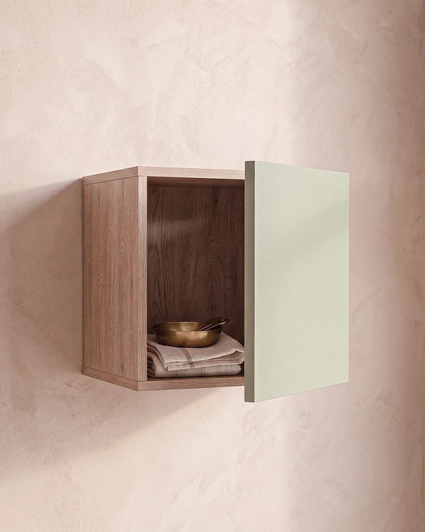 Pensile a muro Boxy - Libreria a muro con anta in truciolato - 5 varianti colori anta - Design moderno e salvaspazio - doomostore