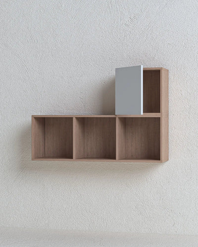 Libreria a cubi Looma - Scaffale modulare 4 moduli in truciolato - Con 3 vani aperti e 1 cubo con anta - 7 varianti colore - Design moderno