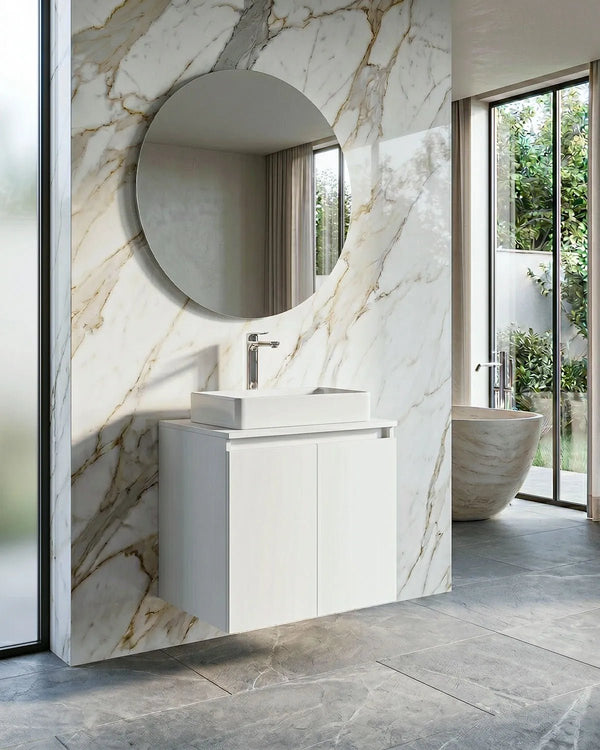 Mobile bagno sospeso LINEA 60 – 2 Ante - Bianco - doomostore