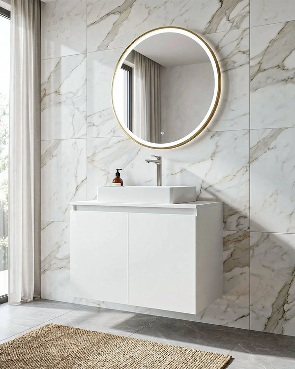 Mobile bagno sospeso LINEA 80 – 2 Ante - Bianco - doomostore