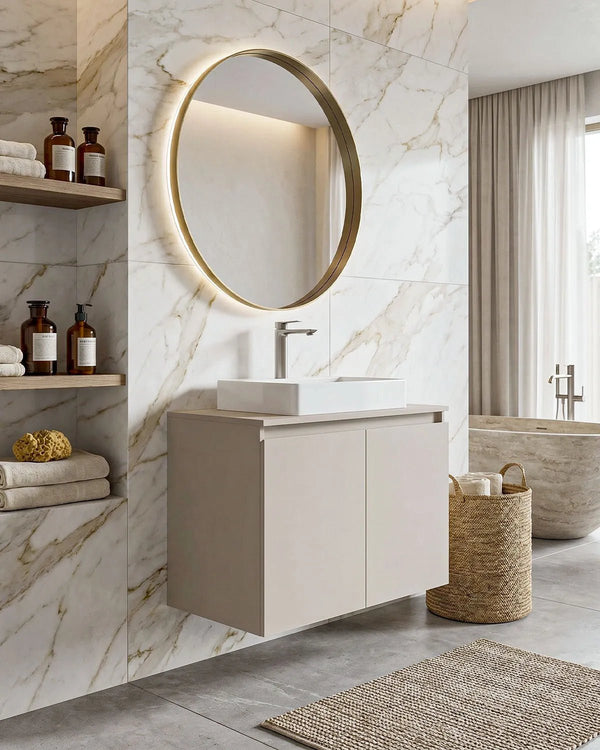 Mobile bagno sospeso LINEA 80 – 2 Ante - Cashmere - doomostore