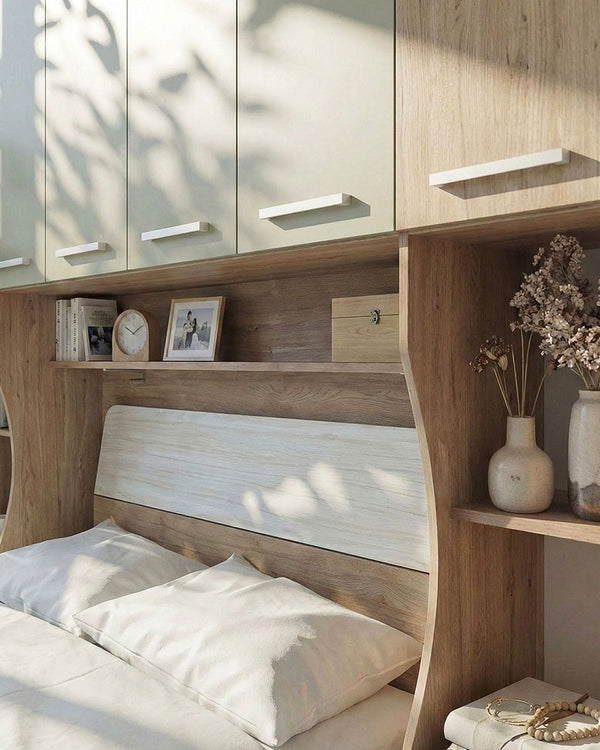 Camera a ponte Ludovica, Letto escluso opzionale, Ripiano sottoponte incluso, L.290cm h.230, in 36 colori - doomostore