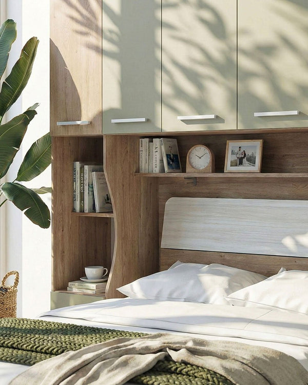 Camera a ponte Ludovica, Letto escluso opzionale, Ripiano sottoponte incluso, L.290cm h.230, in 36 colori - doomostore