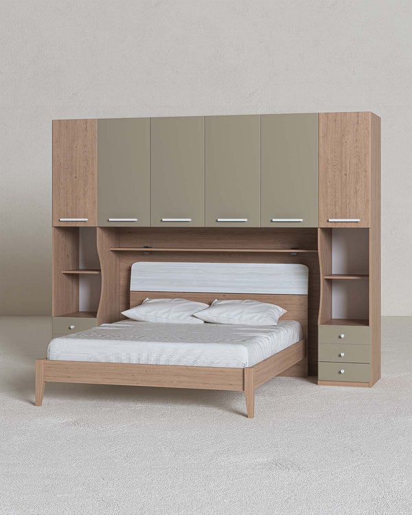 camera a ponte Ludovica, l.290 con letto matrimoniale, in diverse colorazione, possibilità di acquistare solo armadio a ponte senza il letto - doomostore