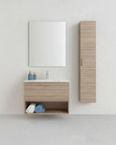 Mobile bagno Lumo - Mobile 80 cm con pensile - Rovere di Tropea - Mobile sospeso in nobilitato melaminico - Lavabo ceramica, specchio e lampada inclusi - Cassetto soft - close - doomostore