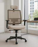 Poltrona Madras – Sedia ufficio Mesh – Poggiatesta rivestito – Schienale in rete traspirante – Braccioli 2D regolabili – Base girevole – Altezza regolabile - doomostore