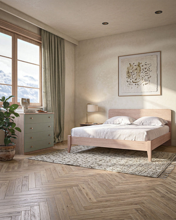 Letto Easy con piedi in legno - Matrimoniale - 10 colori - Design moderno - doomostore