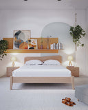 Letto Fly con piedi in legno - Matrimoniale - 10 colori - Design moderno - doomostore