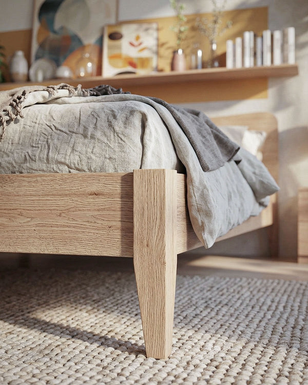 Letto Fly con piedi in legno - Matrimoniale - 10 colori - Design moderno - doomostore