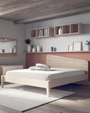 Letto Luna con piedi in legno - Matrimoniale - 10 colori - Design moderno - doomostore