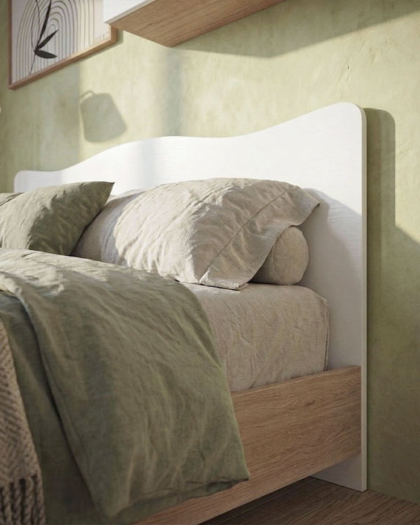 Letto Onda con piedi in legno - Matrimoniale - 10 colori - Design moderno - doomostore
