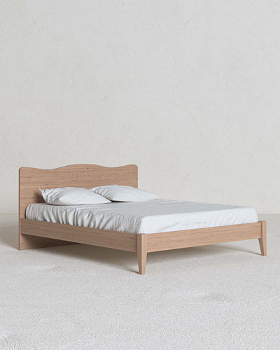 Letto Onda con piedi in legno - Matrimoniale -  10 colori - Design moderno