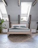 Letto Quadro con piedi in legno - Matrimoniale - 10 colori - Design moderno - doomostore