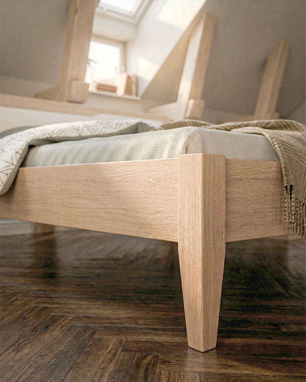 Letto Quadro con piedi in legno - Matrimoniale - 10 colori - Design moderno - doomostore