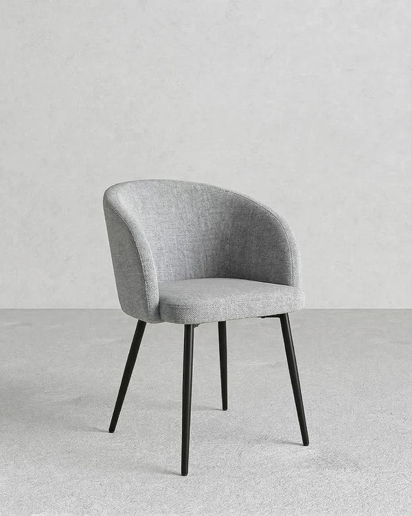Sedia Monica - Sedia moderna imbottita - Rivestimento tessuto Grigio - Struttura in metallo nero opaco - Design moderno - 1 pz (Copia) - doomostore
