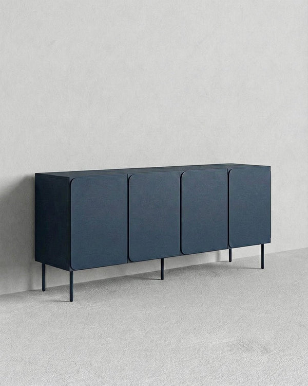 Madia Vertica - Set Angle - Mobile per soggiorno, moderno - 4 ante - L. 200 cm x H. 75 cm x P.42 cm - Blu ardesia scuro - doomostore