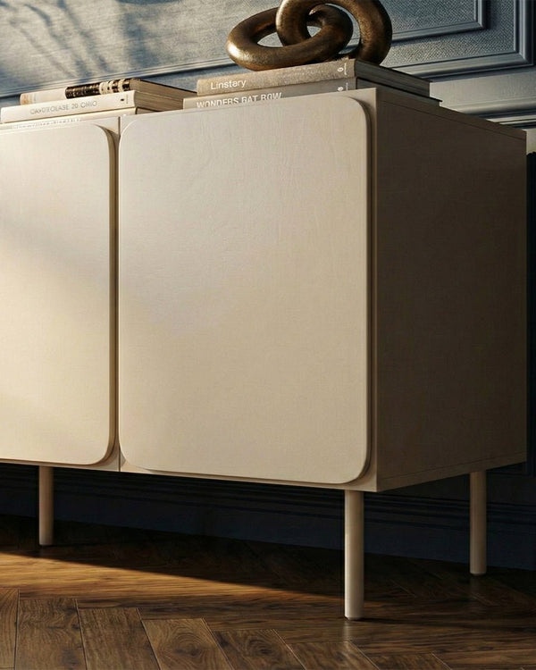 Madia Asse - Set Angle - Mobile per soggiorno, moderno - 4 ante - L. 200 cm x H. 75 cm x P.42 cm - Cashmere - doomostore