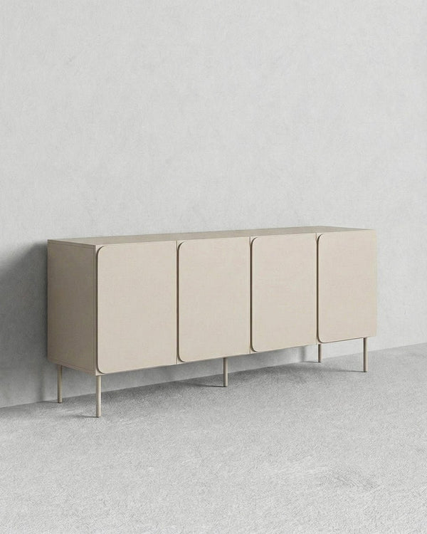 Madia Asse - Set Angle - Mobile per soggiorno, moderno - 4 ante - L. 200 cm x H. 75 cm x P.42 cm - Cashmere - doomostore