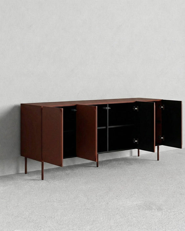 Madia Spigo - Set Angle - Mobile per soggiorno, moderno - 4 ante - L. 200 cm x H. 75 cm x P.42 cm - Terra di Siena bruciata - doomostore