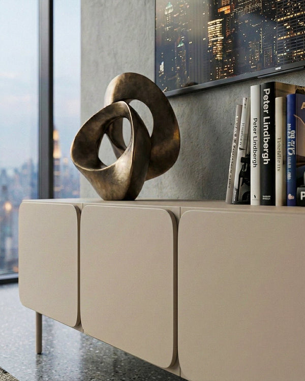 Madia Iso - Set Angle - Mobile TV per soggiorno, moderno - 4 ante - L. 200 cm x H. 60 cm x P.42 cm - Cashmere - doomostore