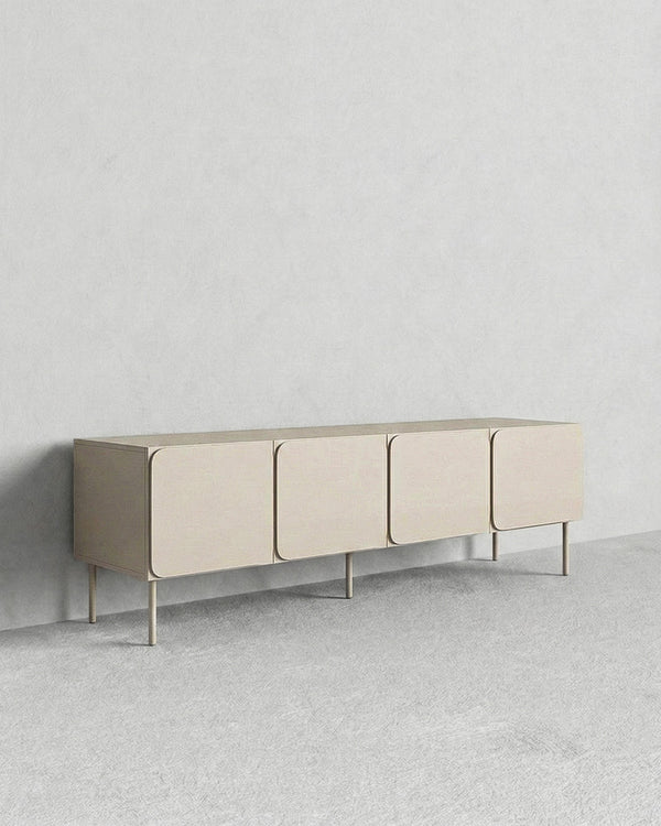 Madia Iso - Set Angle - Mobile TV per soggiorno, moderno - 4 ante - L. 200 cm x H. 60 cm x P.42 cm - Cashmere - doomostore