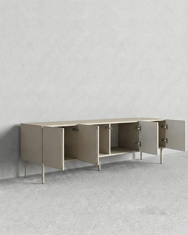 Madia Iso - Set Angle - Mobile TV per soggiorno, moderno - 4 ante - L. 200 cm x H. 60 cm x P.42 cm - Cashmere - doomostore