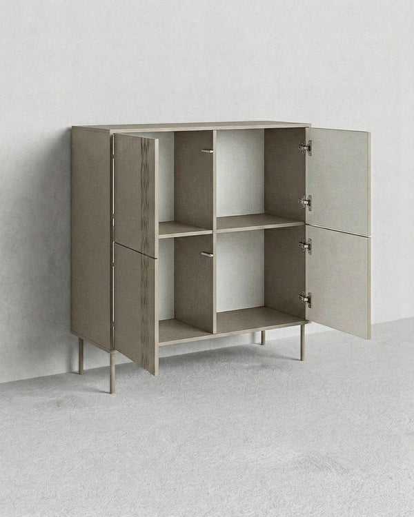 Madia Cannelè - Set Braid - Mobile libreria per soggiorno, moderno - 4 ante - L. 100 cm x H. 110 cm x P.40 cm - Cashmere - doomostore