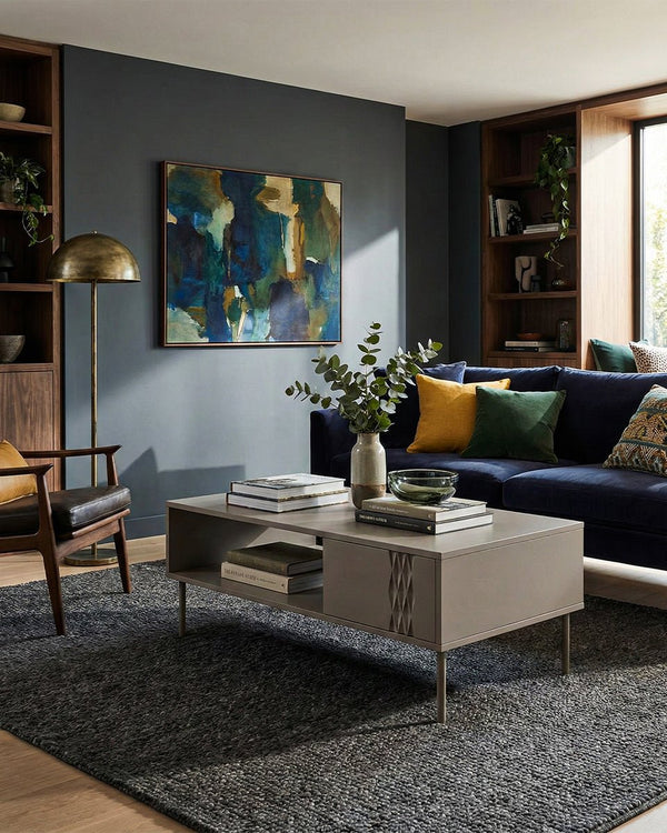 Tavolino Cordo - Set Braid - Tavolino basso per soggiorno - Design moderno - L. 110 cm x H. 40 cm x P.60 cm - Cashmere - doomostore