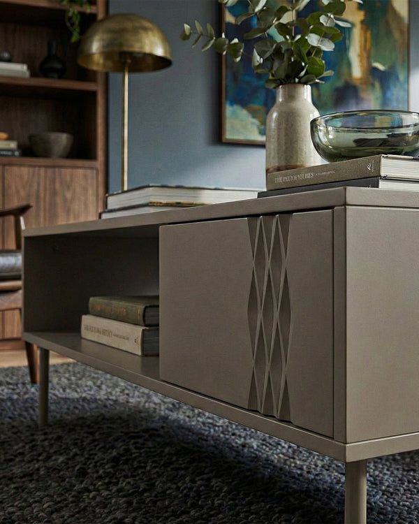 Tavolino Cordo - Set Braid - Tavolino basso per soggiorno - Design moderno - L. 110 cm x H. 40 cm x P.60 cm - Cashmere - doomostore