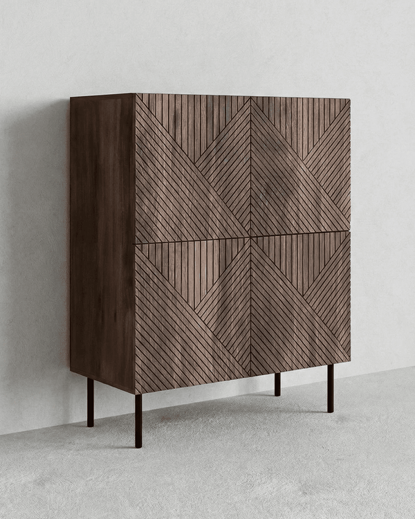 Madia Umbra - Set Darc - Mobile per soggiorno e ingresso, contemporaneo - 4 ante - L. 88,5 cm x H. 117,5 cm x P. 40 cm - Ebano scuro - doomostore