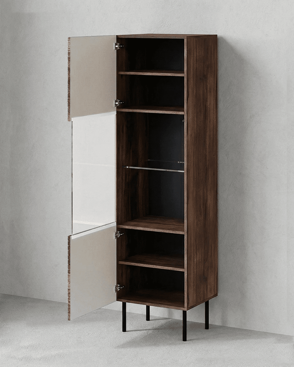 Vetrina Vortex - Set Darc - Mobile alto vetrato per soggiorno, contemporaneo - 1 ante - L. 50 cm x H. 187 cm x P. 40 cm - Ebano scuro - doomostore