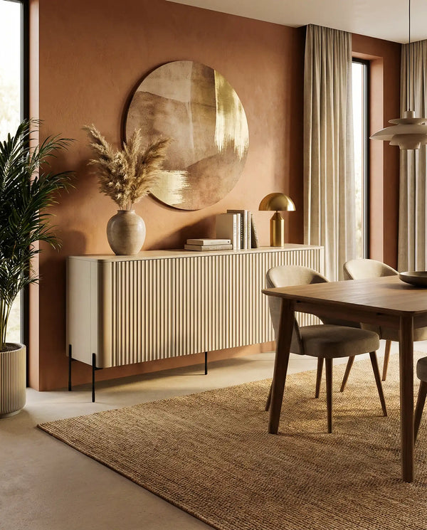 Madia Sinus - Set Rota - Mobile per soggiorno e ingresso, moderno - 4 ante - L. 190 cm x H. 80 cm x P. 40 cm - Cashmere