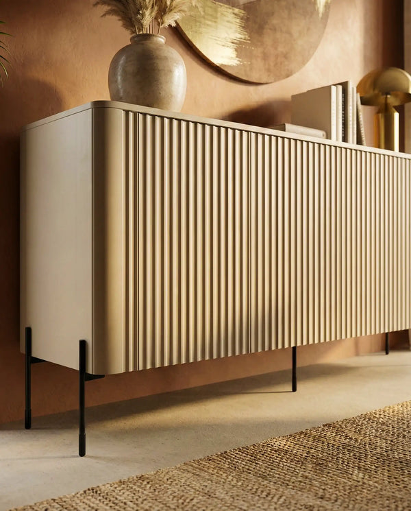 Madia Sinus - Set Rota - Mobile per soggiorno e ingresso, moderno - 4 ante - L. 190 cm x H. 80 cm x P. 40 cm - Cashmere