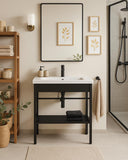 Mobile bagno Nexo - metallo nero opaco stile industrial 60cm - Lavabo in ceramica e specchio 50x70 inclusi - Design moderno - doomostore