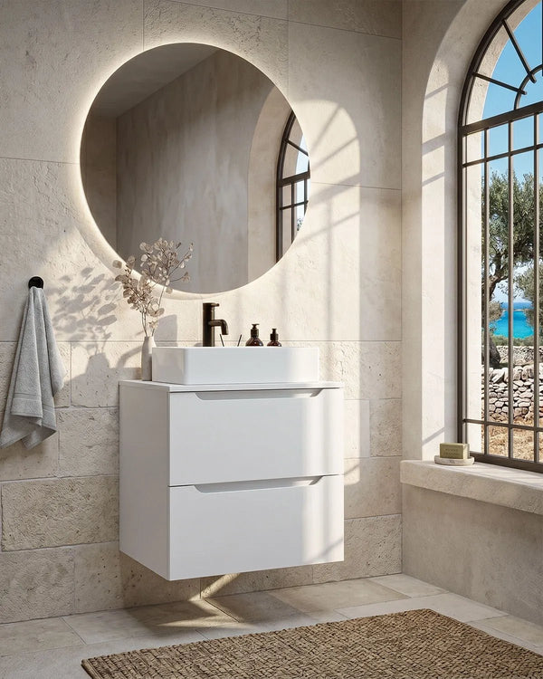 Mobile bagno sospeso NOVA 60 – 2 Cassetti - Bianco - doomostore