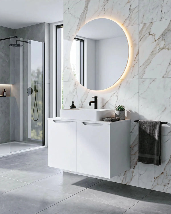 Mobile bagno sospeso NOVA 80 – 2 Ante - Bianco - doomostore