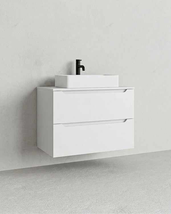 Mobile bagno sospeso NOVA 80 – 2 Cassetti - Bianco - doomostore