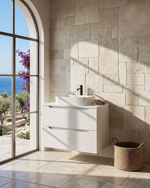 Mobile bagno sospeso NOVA 80 – 2 Cassetti - Bianco - doomostore