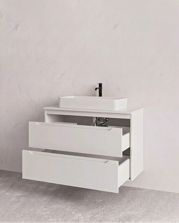 Mobile bagno sospeso NOVA 80 – 2 Cassetti - Bianco